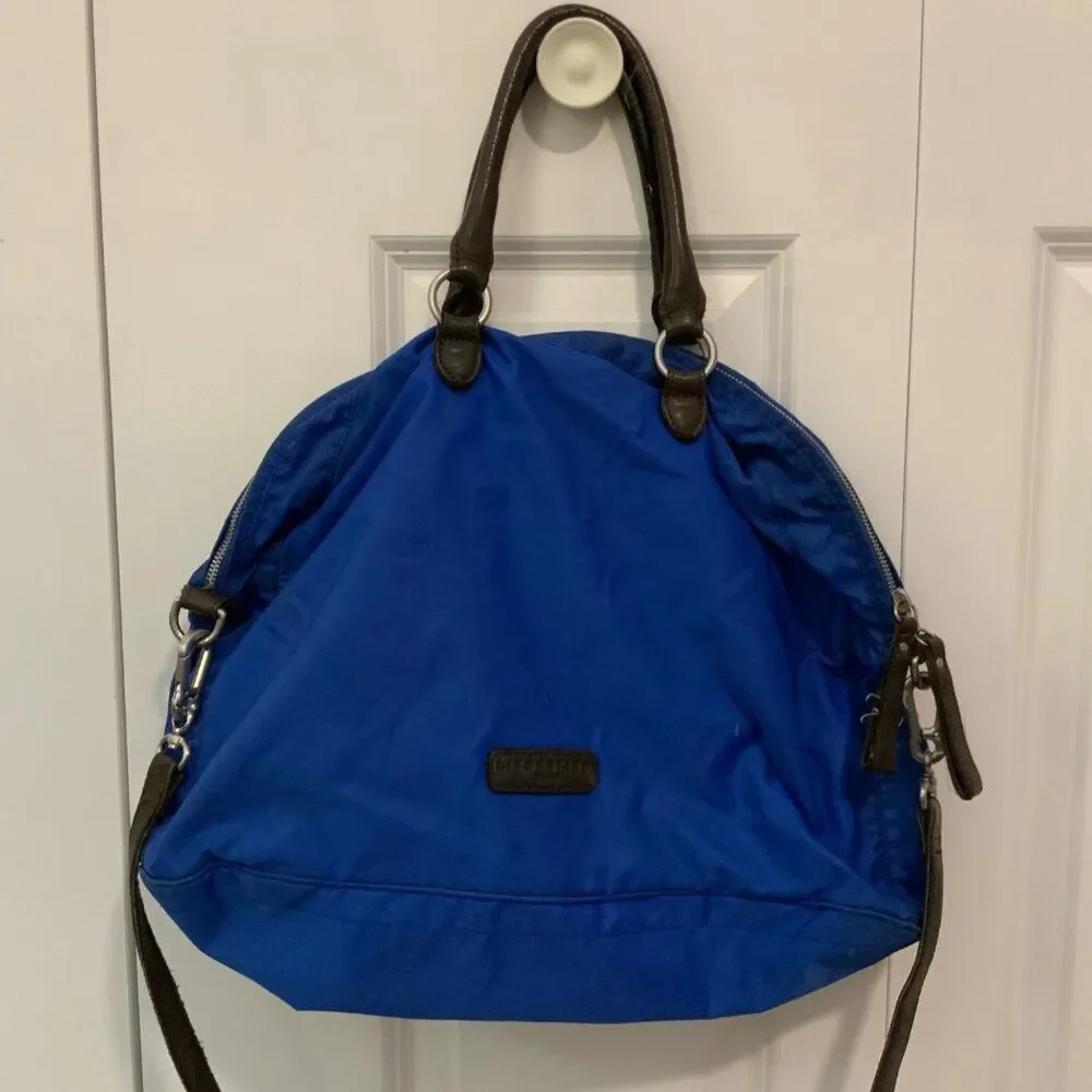 Liebeskind Blue Nylon Handbag With Detachable Leather Strap & Dual Handles